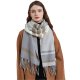 Autumn and winter new scarf women's European and American British College style gray plaid tassel scarf