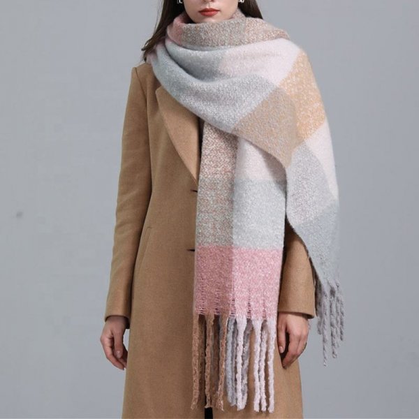 Winter stylish checked luxury scarf cashmere women's scarf pashmina shawls and wraps Thick Tassels Pashmina Scarves