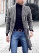 Men Trench Coat British Business Jacket Mid Long Plaid Overcoat Casual Wool Trench Jacket Outwear