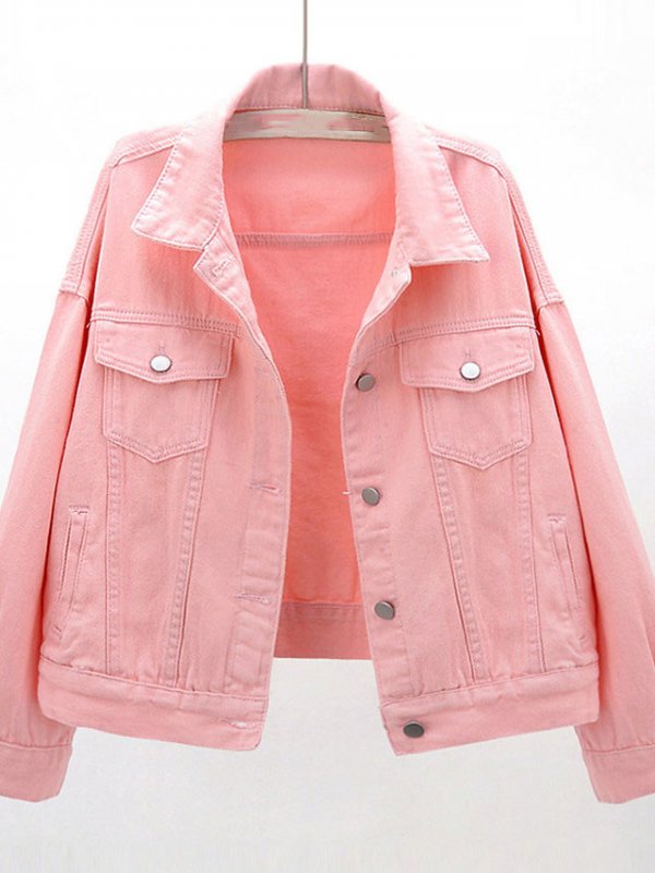 Women's Basic Button Down Denim Jean Jacket Coat