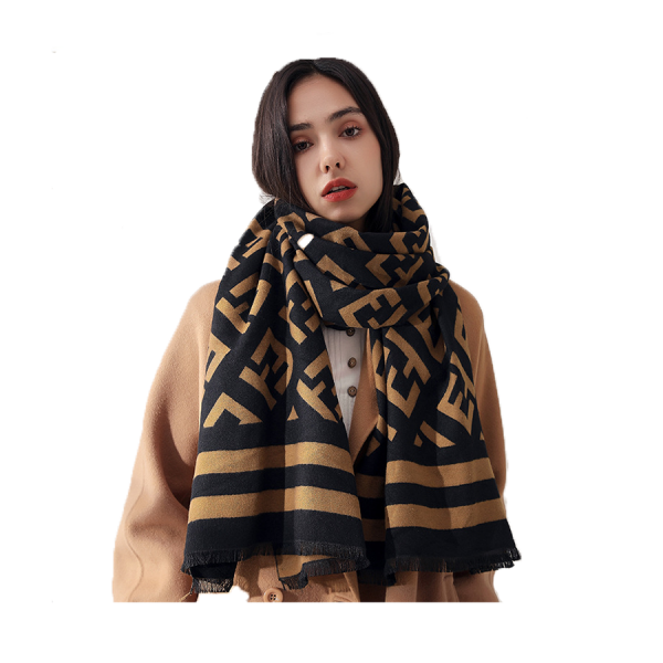 Double-sided imitation cashmere scarf women's winter printing warm cashmere scarf shawl dual-use scarf