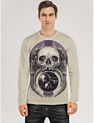 Men's 3D Graphic Skull T-Shirt Print Long Sleeve Daily Tops Purple