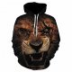 Mens Unisex Tops Animal Pattern 3D Printing Hoodie Hooded Long Sleeve Pullover Sweatshirts