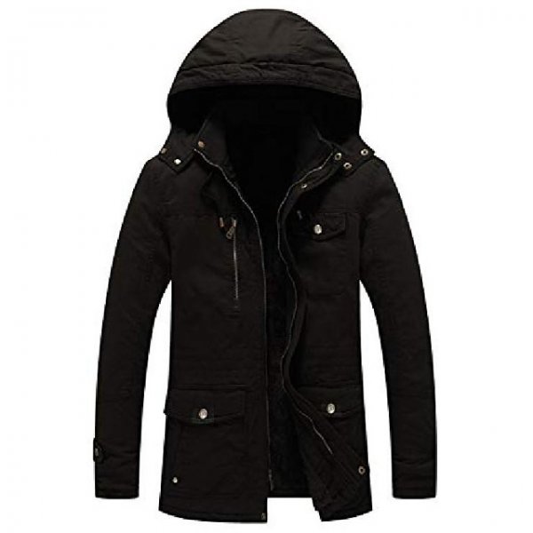 Men's Winter Thicken Cotton Parka Jacket With Removable Hood