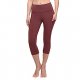 workout yoga high waist capris pocketed cropped leggings 3/4 exercise tights wine red size m