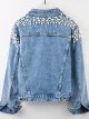 Women's Fall Single Breasted Shirt Collar Denim Jacket Short Solid Colored Daily Basic Blue / Loose