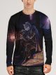 Men's Graphic 3D Animal T Shirt Print Long Sleeve Daily Tops Purple