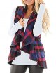 Plaid Vest Women Lapel Open Front Sleeveless Cardigan Outerwear With Pockets