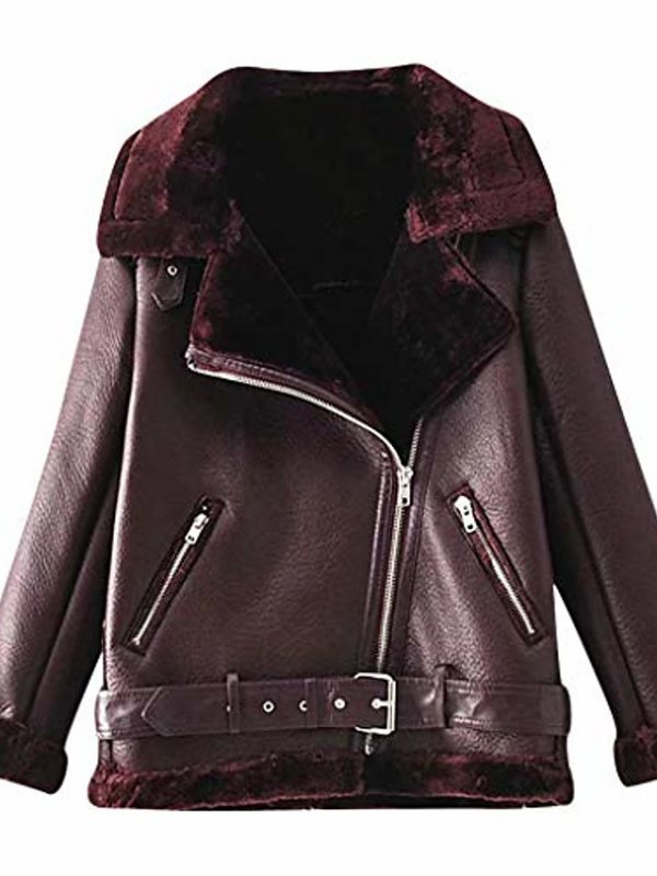 Women Fur Suede Short Jacket Lapel Outwear Trench Coat Zipper With Pocket Plush Jacket Brown